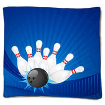 Vector Illustration Of Bowling Pin With Ball Blankets 51062629
