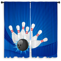 Vector Illustration Of Bowling Pin With Ball Window Curtains 51062629