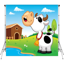Vector Illustration Of Cartoon Cow Backdrops 72612455