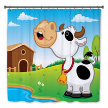 Vector Illustration Of Cartoon Cow Bath Decor 72612455