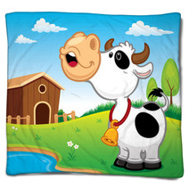 Vector Illustration Of Cartoon Cow Blankets 72612455