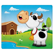 Vector Illustration Of Cartoon Cow Rugs 72612455