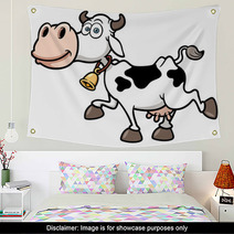 Vector Illustration Of Cartoon Cow Wall Art 55592534