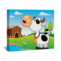 Vector Illustration Of Cartoon Cow Wall Art 72612455