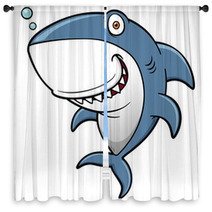 Vector Illustration Of Cartoon Shark Window Curtains 64941382