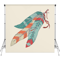 Vector Illustration Of Decorative Feathers Backdrops 61166334