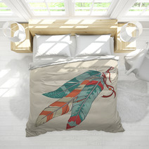 Vector Illustration Of Decorative Feathers Bedding 61166334