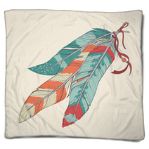 Vector Illustration Of Decorative Feathers Blankets 61166334