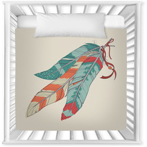 Vector Illustration Of Decorative Feathers Nursery Decor 61166334