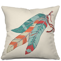 Vector Illustration Of Decorative Feathers Pillows 61166334