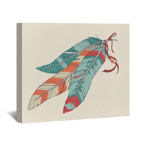 Vector Illustration Of Decorative Feathers Wall Art 61166334