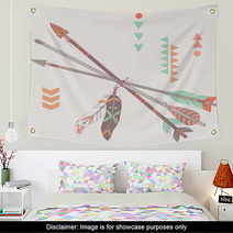 Vector Illustration Of Different Ethnic Arrows With Feathers Wall Art 60500596
