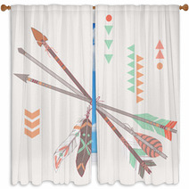 Vector Illustration Of Different Ethnic Arrows With Feathers Window Curtains 60500596