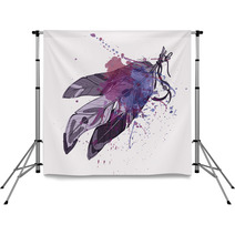 Vector Illustration Of Ethnic Feathers With Watercolor Backdrops 60501500