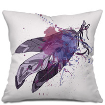 Vector Illustration Of Ethnic Feathers With Watercolor Pillows 60501500