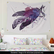 Vector Illustration Of Ethnic Feathers With Watercolor Wall Art 60501500