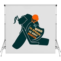 Vector Illustration Of Ice Hockey Goalie With Knight Shield Backdrops 108057573