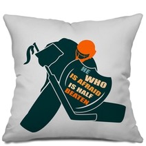 Vector Illustration Of Ice Hockey Goalie With Knight Shield Pillows 108057573