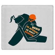 Vector Illustration Of Ice Hockey Goalie With Knight Shield Rugs 108057573