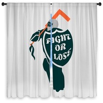 Vector Illustration Of Ice Hockey Goalie With Knight Shield Window Curtains 108057508