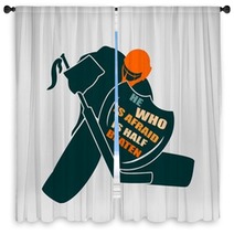 Vector Illustration Of Ice Hockey Goalie With Knight Shield Window Curtains 108057573