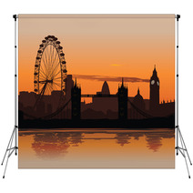 Vector Illustration Of London Skyline At Sunset Backdrops 16748800