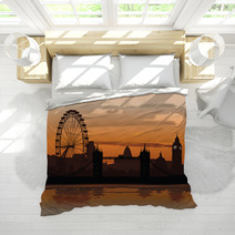 Vector Illustration Of London Skyline At Sunset Bedding 16748800
