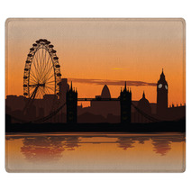 Vector Illustration Of London Skyline At Sunset Rugs 16748800
