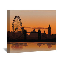 Vector Illustration Of London Skyline At Sunset Wall Art 16748800