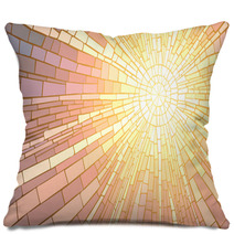 Vector Illustration Of Mosaic Sunset. Pillows 63777492