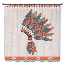 Vector Illustration Of Native American Indian Chief Headdress Bath Decor 60501497