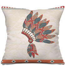 Vector Illustration Of Native American Indian Chief Headdress Pillows 60501497