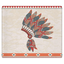 Vector Illustration Of Native American Indian Chief Headdress Rugs 60501497