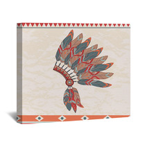 Vector Illustration Of Native American Indian Chief Headdress Wall Art 60501497