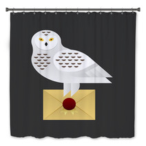 Vector Illustration Of Owl Holding A Letter Bath Decor 99556829