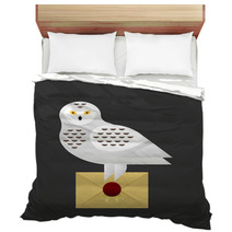Vector Illustration Of Owl Holding A Letter Bedding 99556829