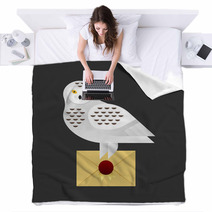 Vector Illustration Of Owl Holding A Letter Blankets 99556829