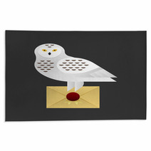Vector Illustration Of Owl Holding A Letter Rugs 99556829