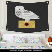 Vector Illustration Of Owl Holding A Letter Wall Art 99556829