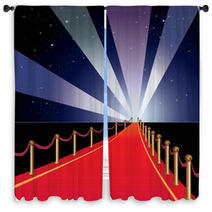 Vector Illustration Of Red Carpet Window Curtains 14770042