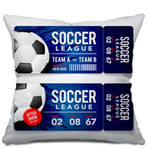 Vector Illustration Set Of Football Soccer Modern Flat Ticket Card Element Graphic Design With Realistic Ball Pillows 234384948