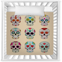 Vector Illustration Set Of Skulls In Mexican Tradition Nursery Decor 61775846