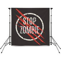 Vector Illustration Sign Stop Zombie Laceration Logo Backdrops 114966662