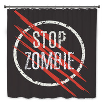 Vector Illustration Sign Stop Zombie Laceration Logo Bath Decor 114966662