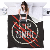 Vector Illustration Sign Stop Zombie Laceration Logo Blankets 114966662