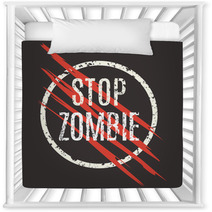 Vector Illustration Sign Stop Zombie Laceration Logo Nursery Decor 114966662
