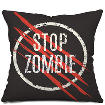 Vector Illustration Sign Stop Zombie Laceration Logo Pillows 114966662