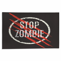 Vector Illustration Sign Stop Zombie Laceration Logo Rugs 114966662