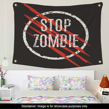 Vector Illustration Sign Stop Zombie Laceration Logo Wall Art 114966662