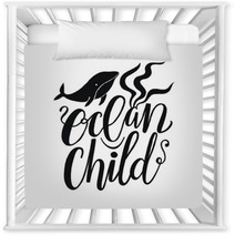 Vector Illustration With Whale And Lettering Text Ocean Child Typography Print Design With Sea Animal Nursery Decor 208581540